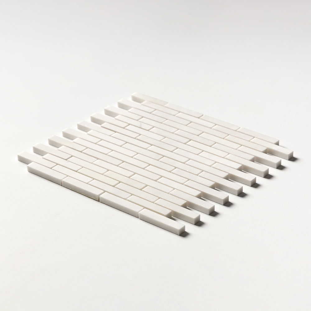 Alpina White Polished 5/8x3 Marble Mosaics 12x12 Marble Polished 12x12 Mosaics — 2