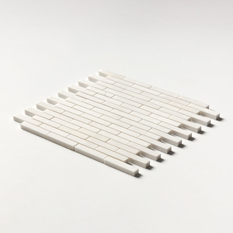 Alpina White Polished 5/8x3 Marble Mosaics 12x12 Marble Polished 12x12 Mosaics — 2