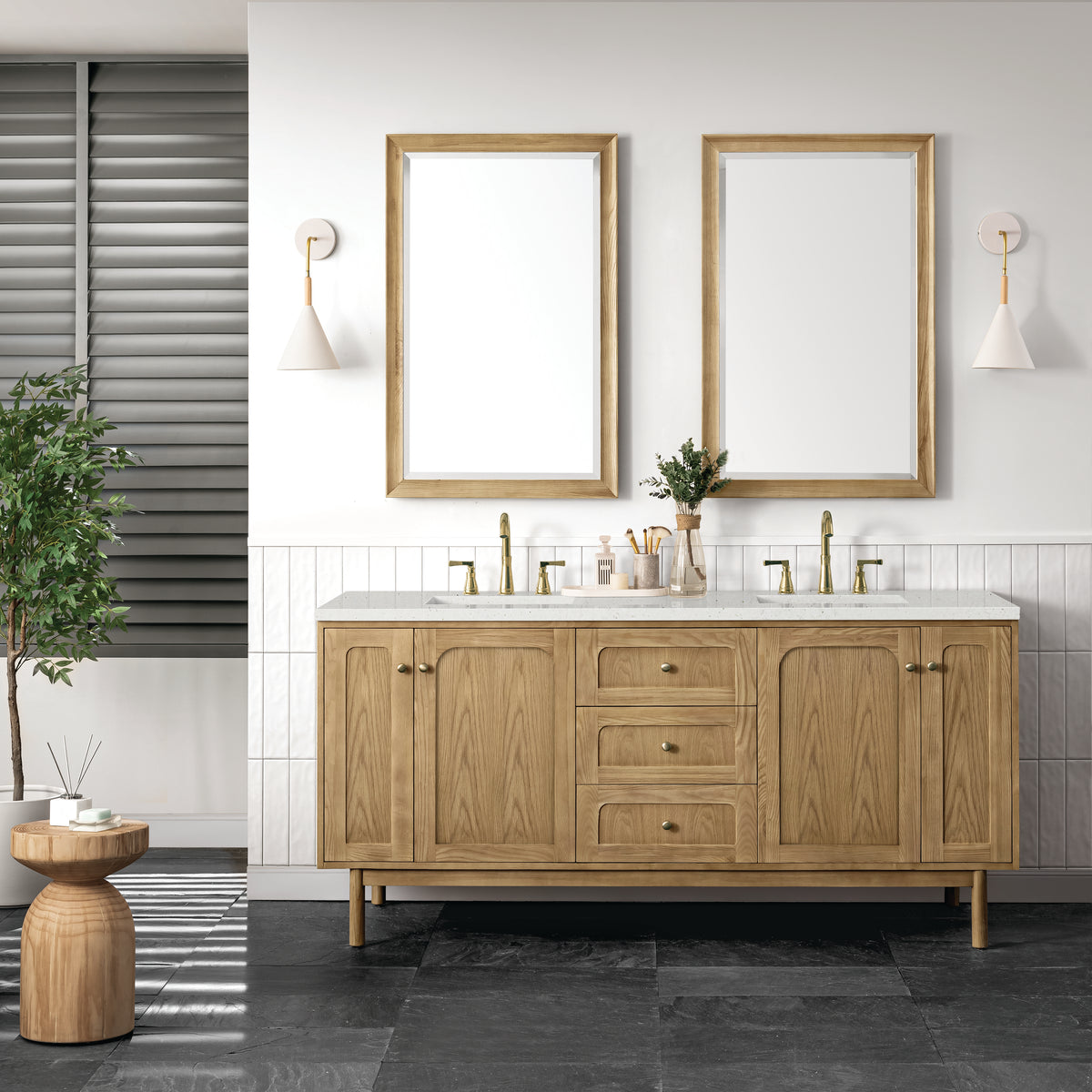James Martin Laurent 72" Dual Mount Double Bathroom Vanity, Light Natural Oak, view 33