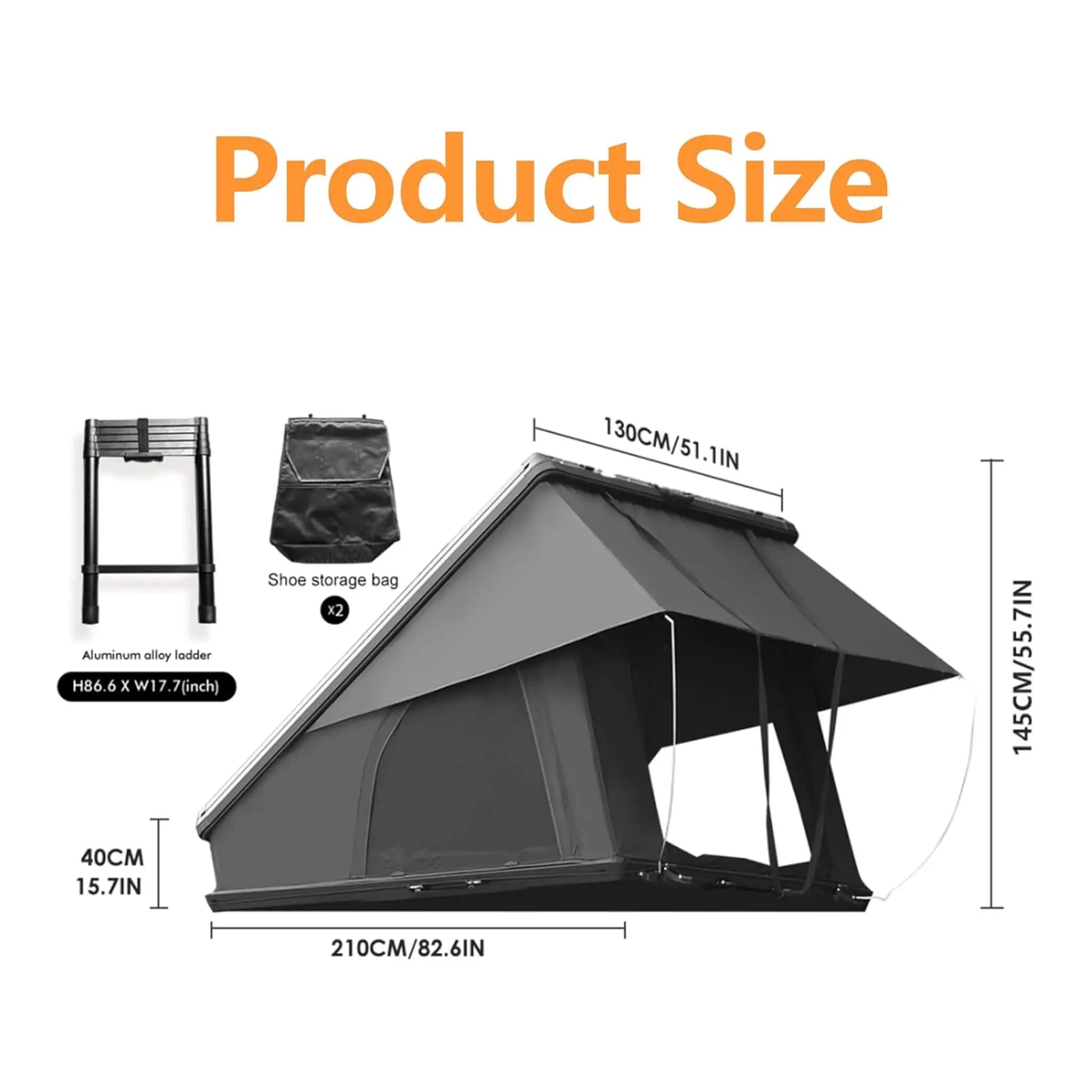 Trailora Nova Aluminum Hard-Shell Rooftop Tent With Ladder, Tri-Color LED Lighting, And Memory Foam Mattress [2-3 People] (SAK57409) by SAKSBY WHOLESALE