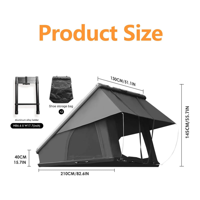 Trailora Nova Aluminum Hard-Shell Rooftop Tent With Ladder, Tri-Color LED Lighting, And Memory Foam Mattress [2-3 People] (SAK57409) by SAKSBY WHOLESALE