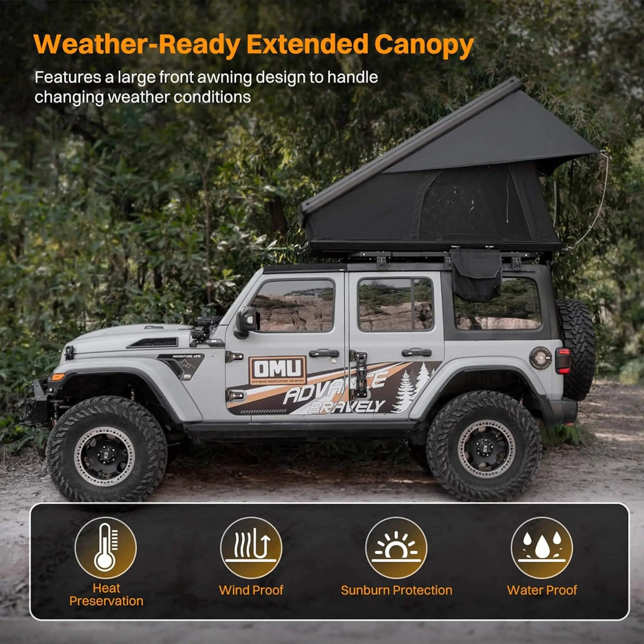 Trailora Nova Aluminum Hard-Shell Rooftop Tent With Ladder, Tri-Color LED Lighting, And Memory Foam Mattress [2-3 People] (SAK57409) by SAKSBY WHOLESALE