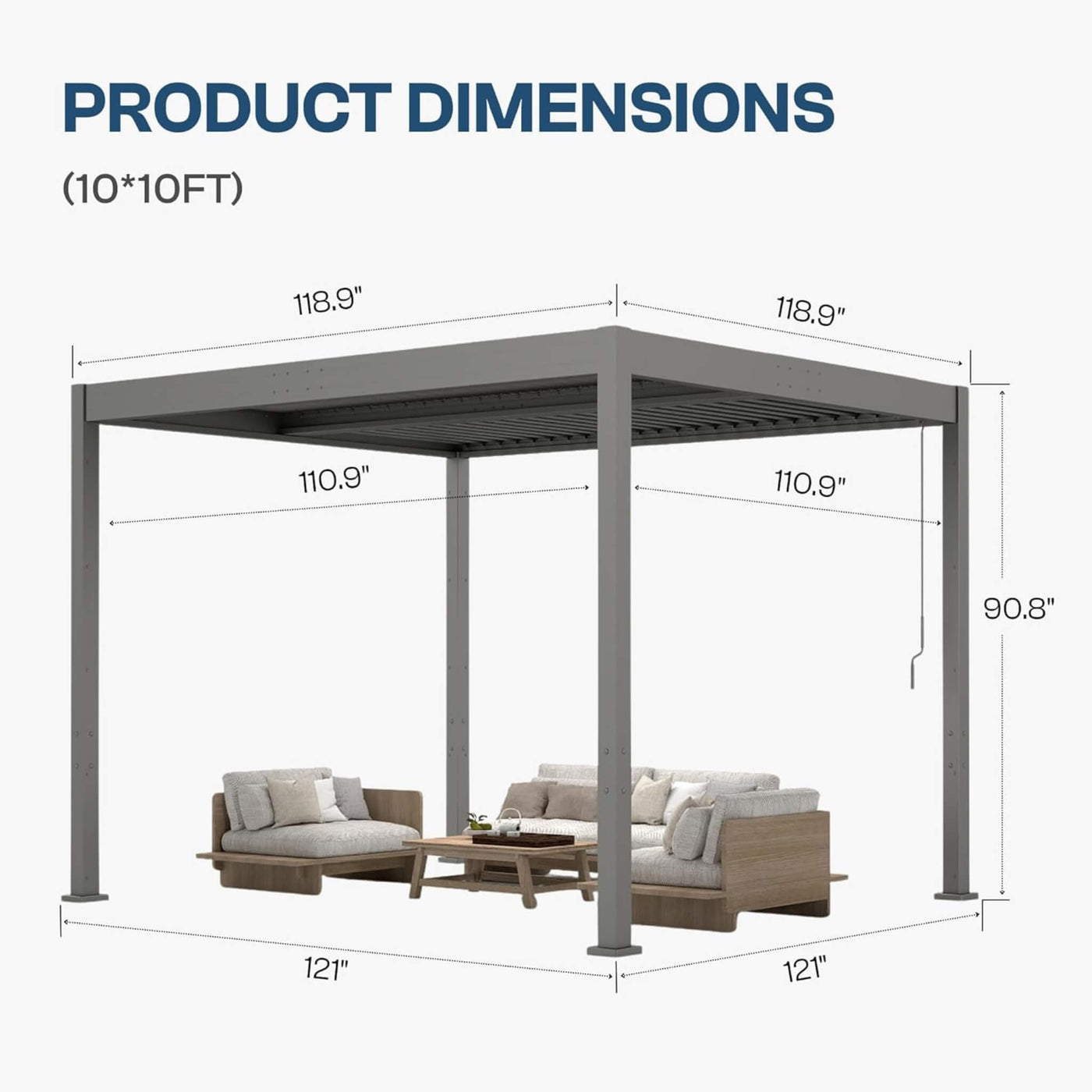 Alora Aluminum Louvered Pergola Kit With Adjustable Roof & Drainage (SAK94316) by SAKSBY WHOLESALE