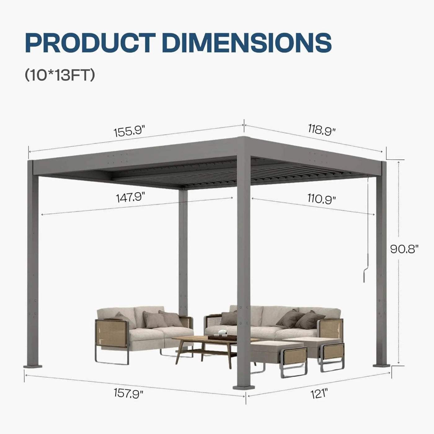 Alora Aluminum Louvered Pergola Kit With Adjustable Roof & Drainage (SAK94316) by SAKSBY WHOLESALE