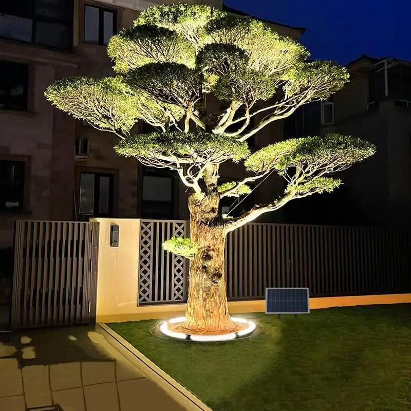 Aluminum Solar Palm Tree Lights Outdoor Uplight Landscape Spotlights Solar Powered 32 LEDs by Outdoor Solar Outlet