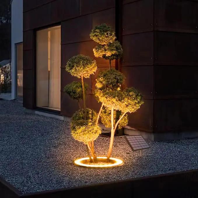 Aluminum Solar Palm Tree Lights Outdoor Uplight Landscape Spotlights Solar Powered 32 LEDs by Outdoor Solar Outlet
