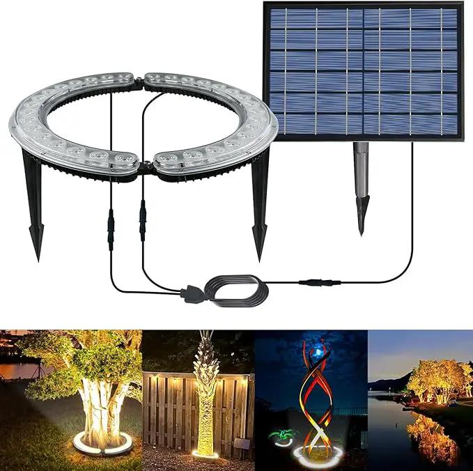 Aluminum Solar Palm Tree Lights Outdoor Uplight Landscape Spotlights Solar Powered 32 LEDs by Outdoor Solar Outlet