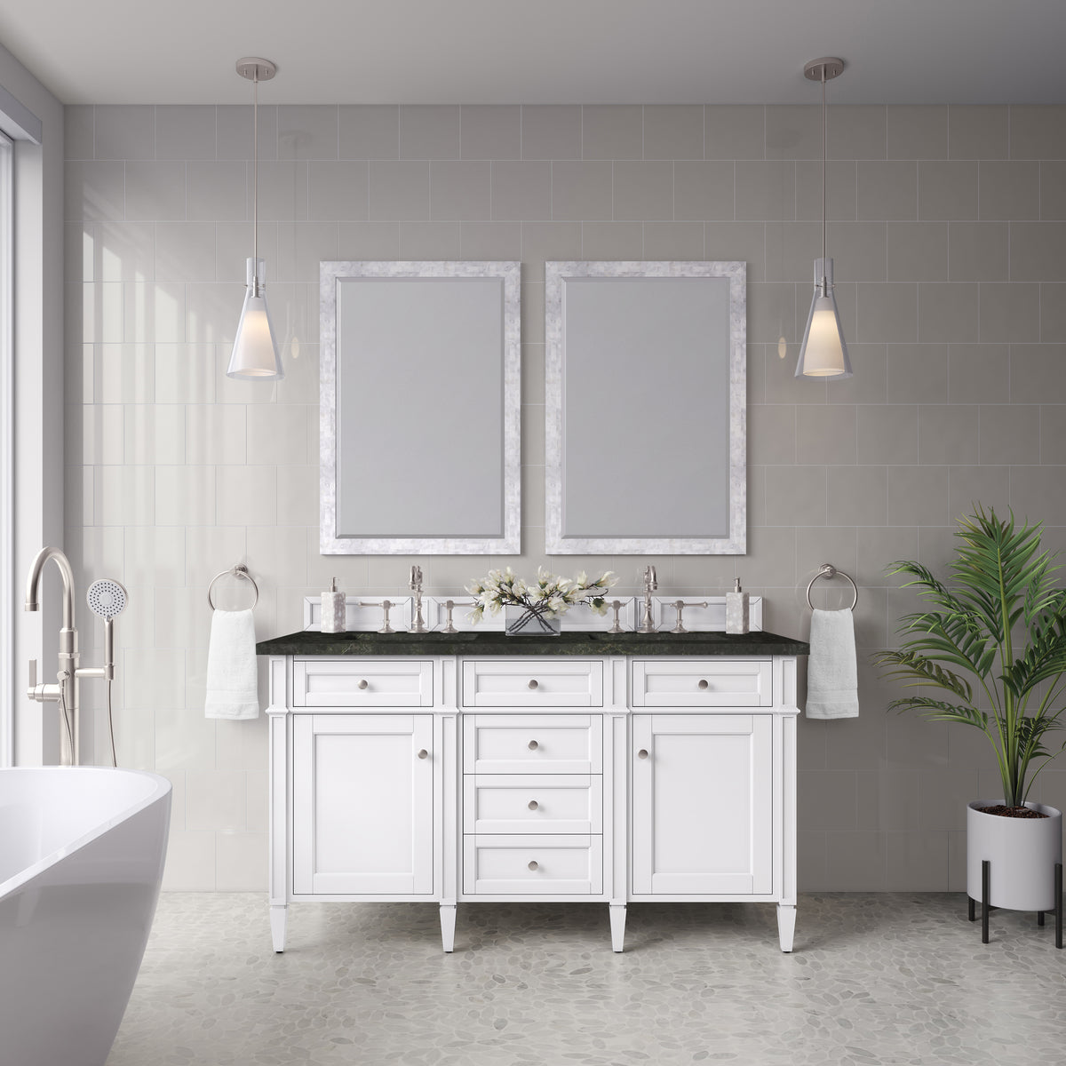 James Martin Brittany 60" Double Bathroom Vanity, Bright White, view 33