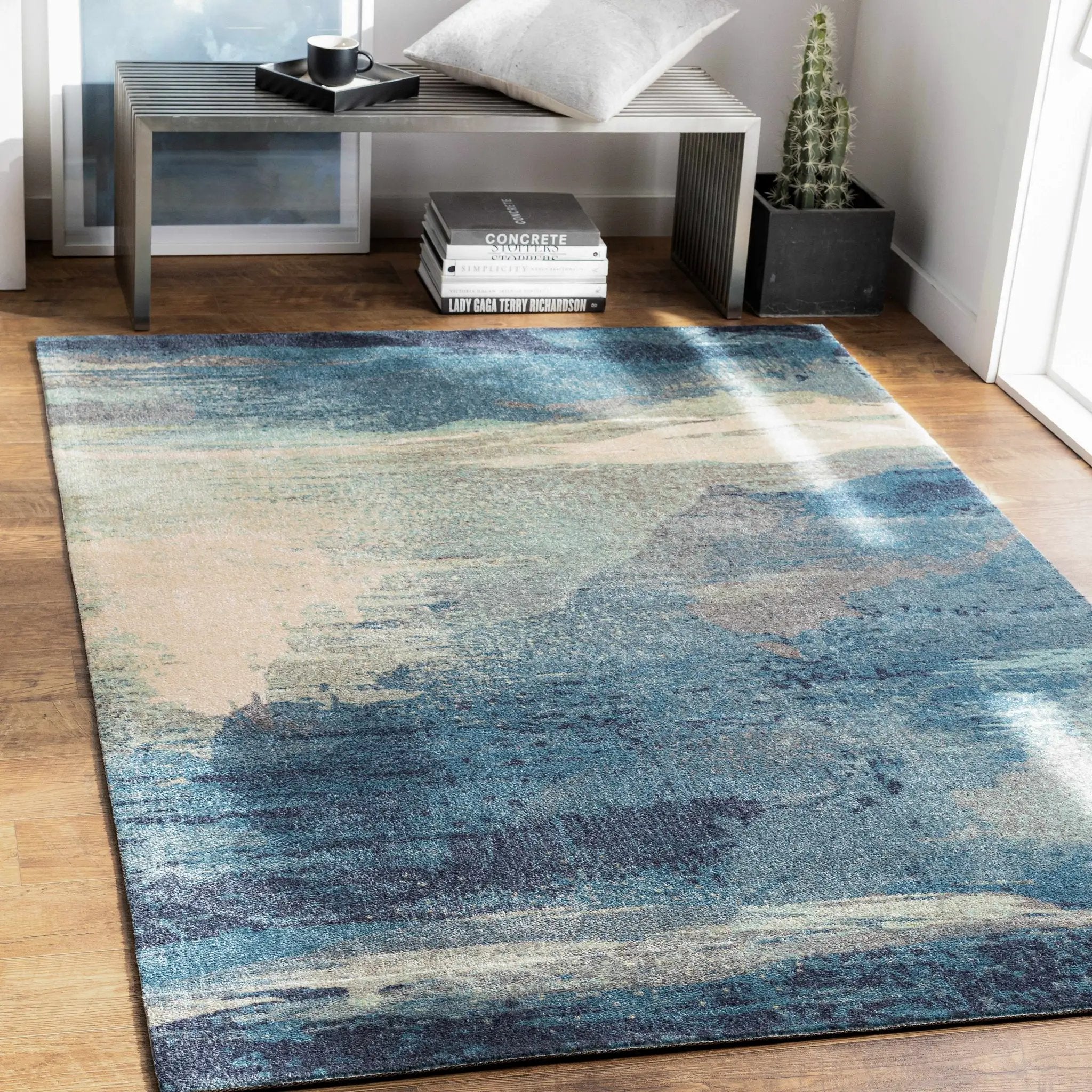 Alvaton Abstract Blue Rug by Boutique Rugs