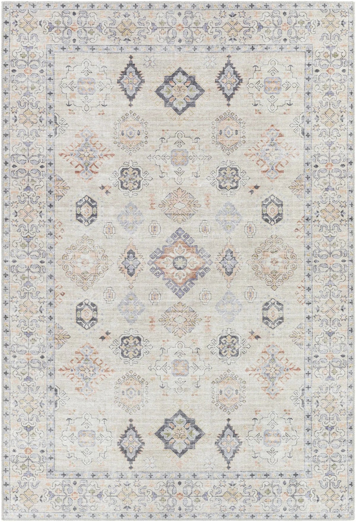 Beige Beckett Vintage Washable Area Rug by Hauteloom