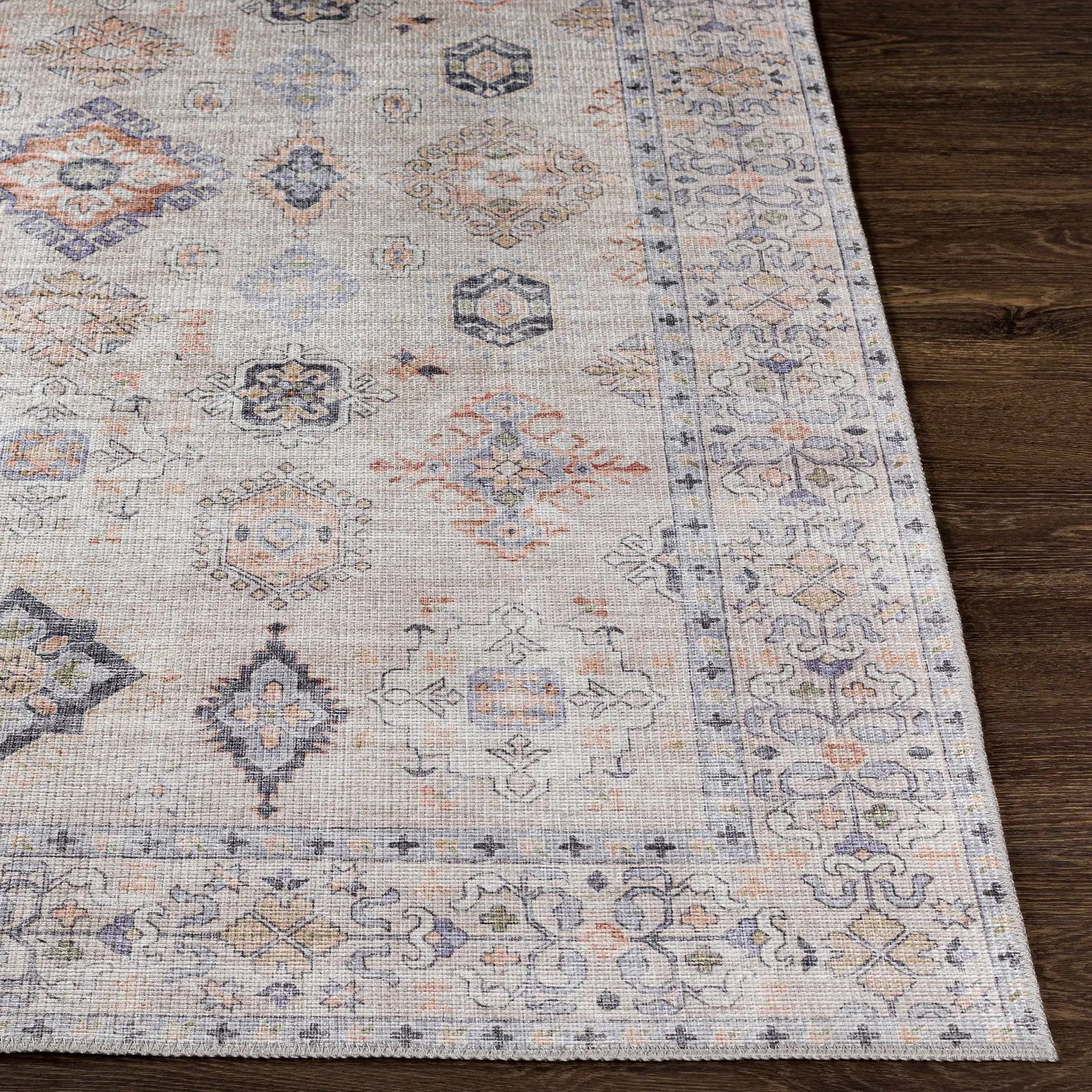 Beige Beckett Vintage Washable Area Rug by Hauteloom