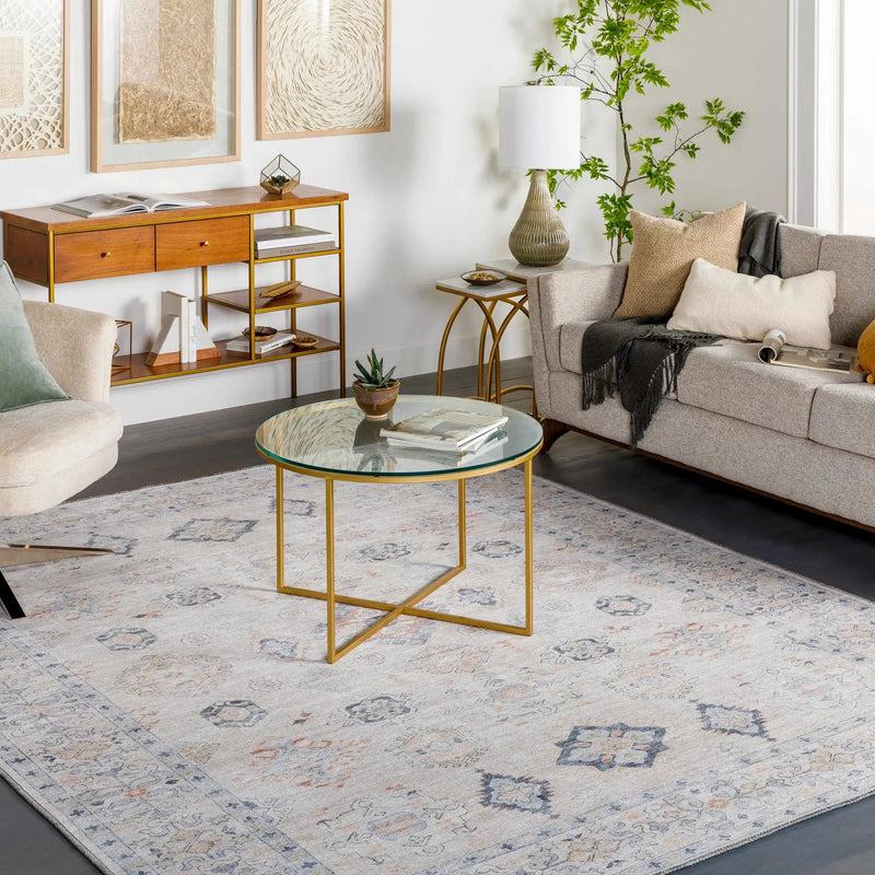 Beige Beckett Vintage Washable Area Rug by Hauteloom