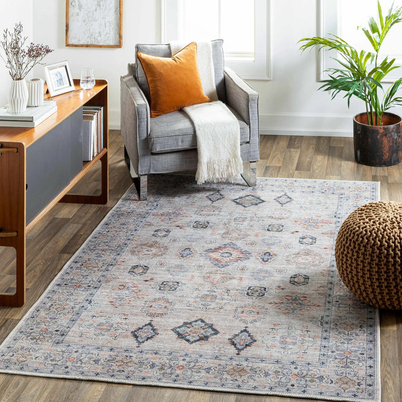 Beige Beckett Vintage Washable Area Rug by Hauteloom