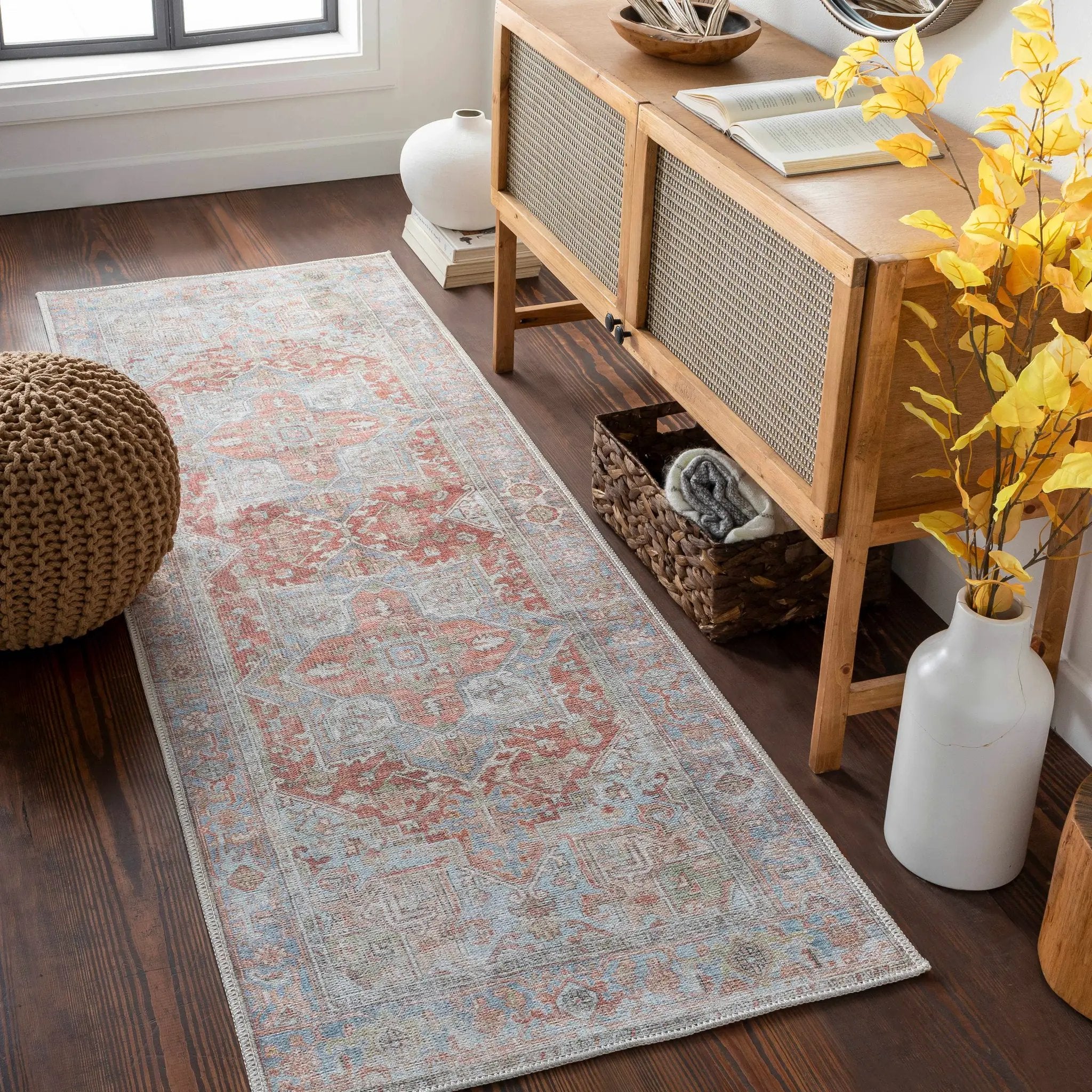 Maayon Medallion Rust Washable Area Rug by Hauteloom
