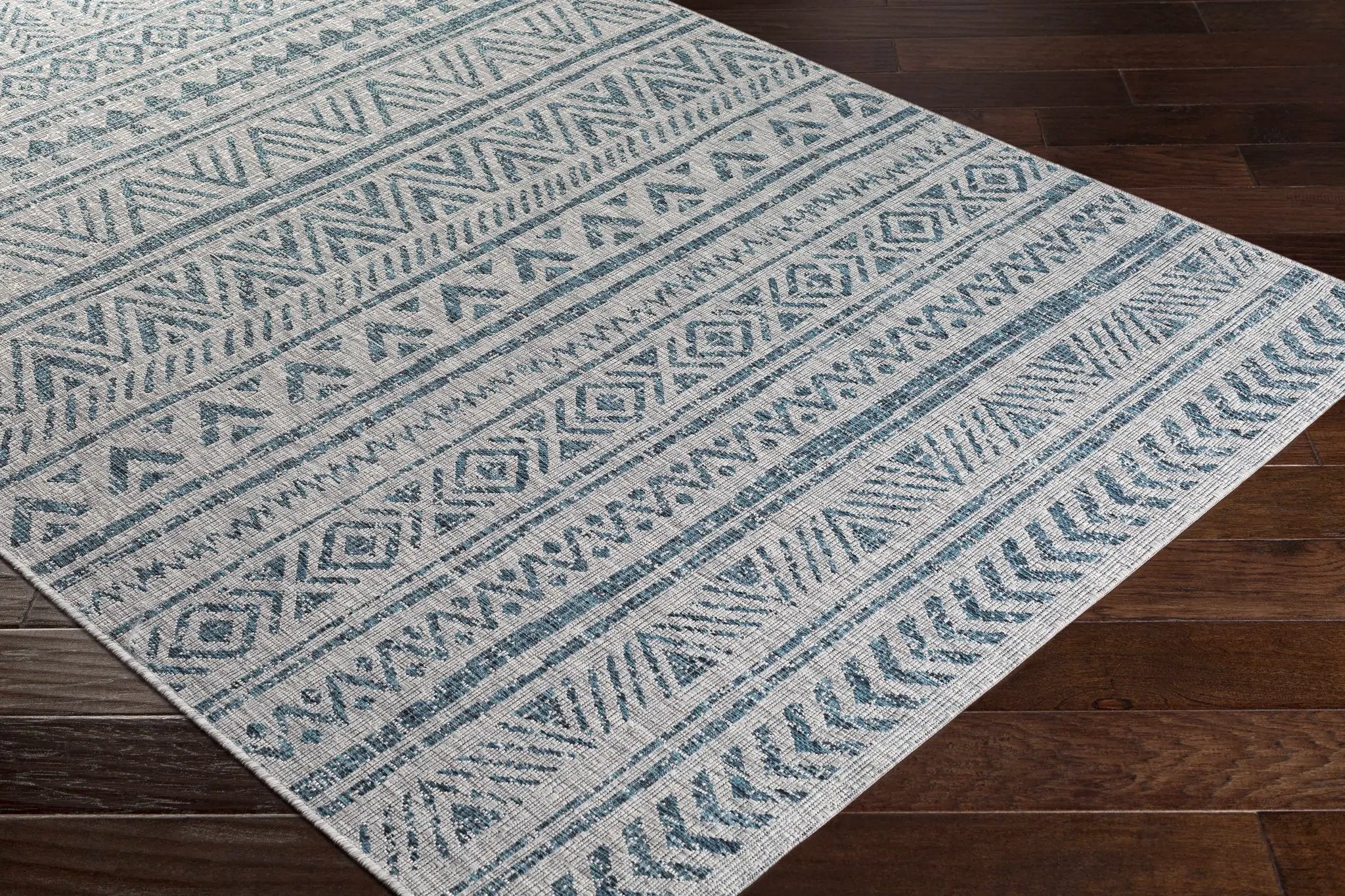 Novato Aqua All Over Pattern Performance Outdoor Rug by Boutique Rugs