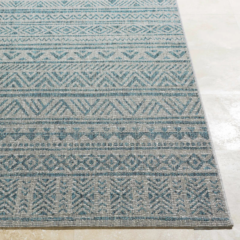 Novato Aqua All Over Pattern Performance Outdoor Rug by Boutique Rugs