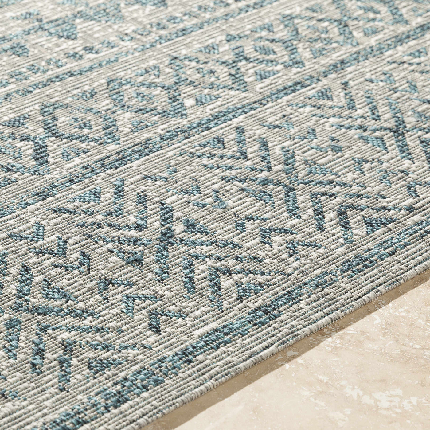 Novato Aqua All Over Pattern Performance Outdoor Rug by Boutique Rugs