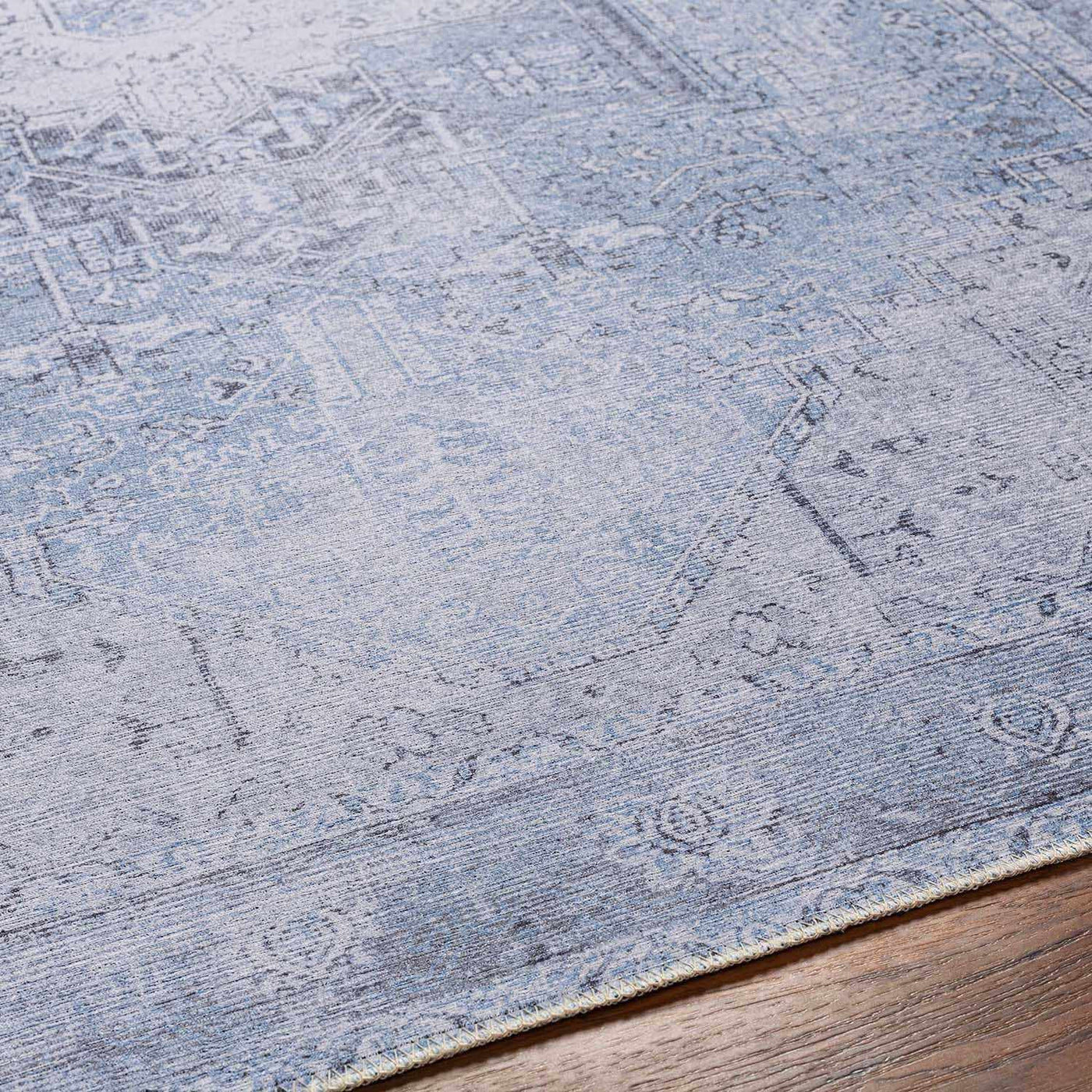 Ice Blue Flat Pile Washable Rug - Clearance by Boutique Rugs