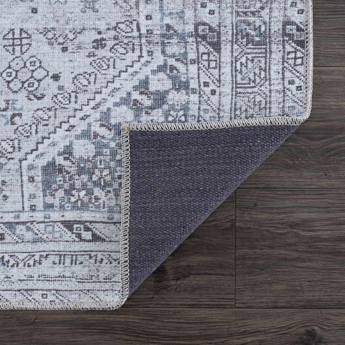 Barny Gray Denim Washable Rug - Clearance by Boutique Rugs