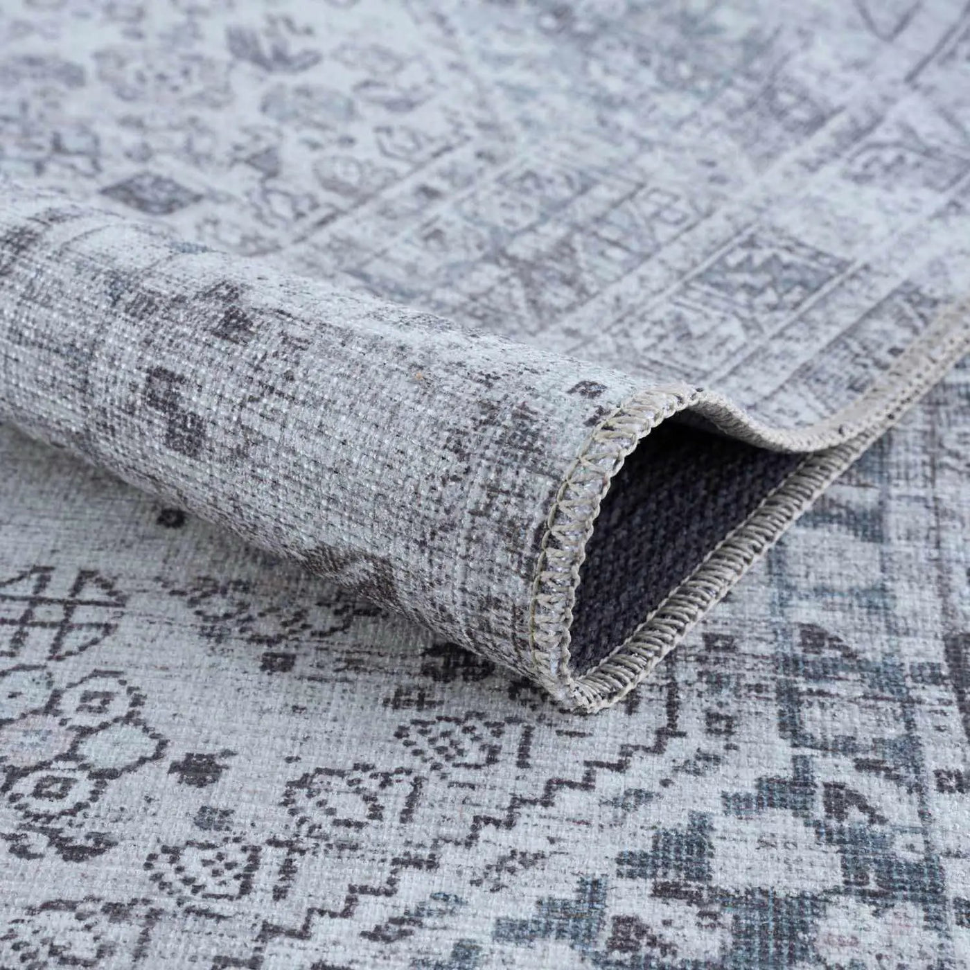 Barny Gray Denim Washable Rug - Clearance by Boutique Rugs