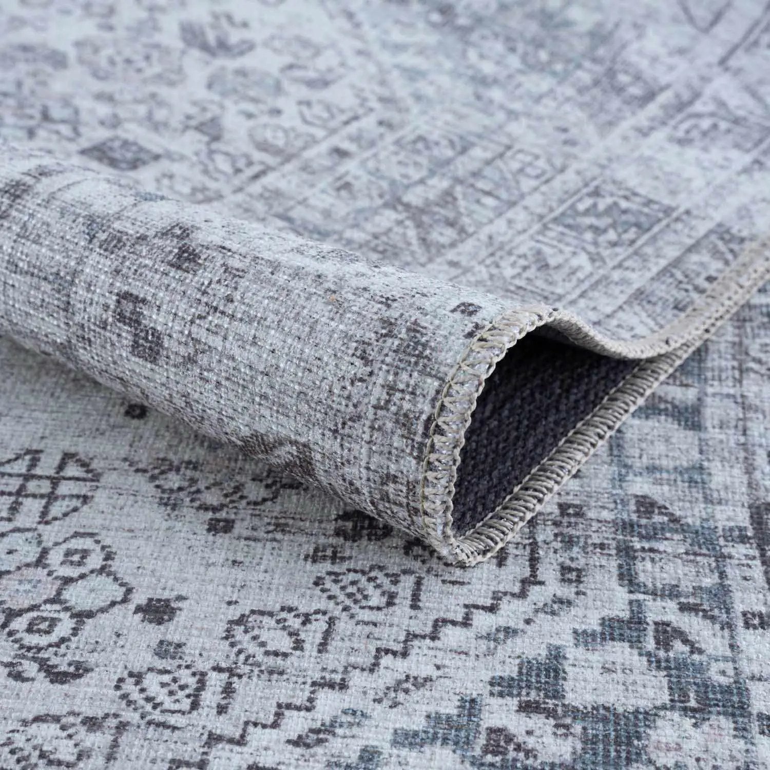 Barny Gray Denim Washable Rug - Clearance by Boutique Rugs