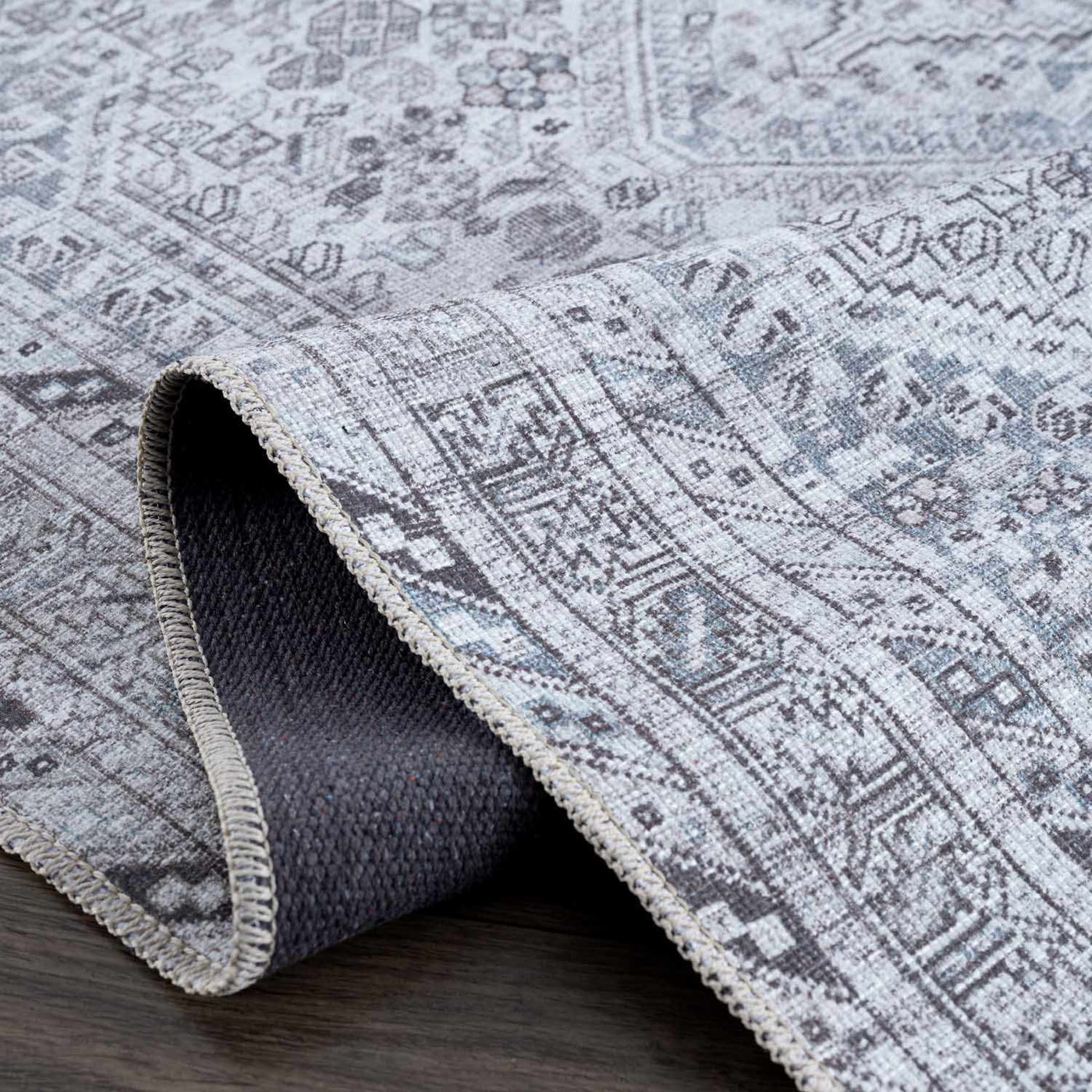 Barny Gray Denim Washable Rug - Clearance by Boutique Rugs