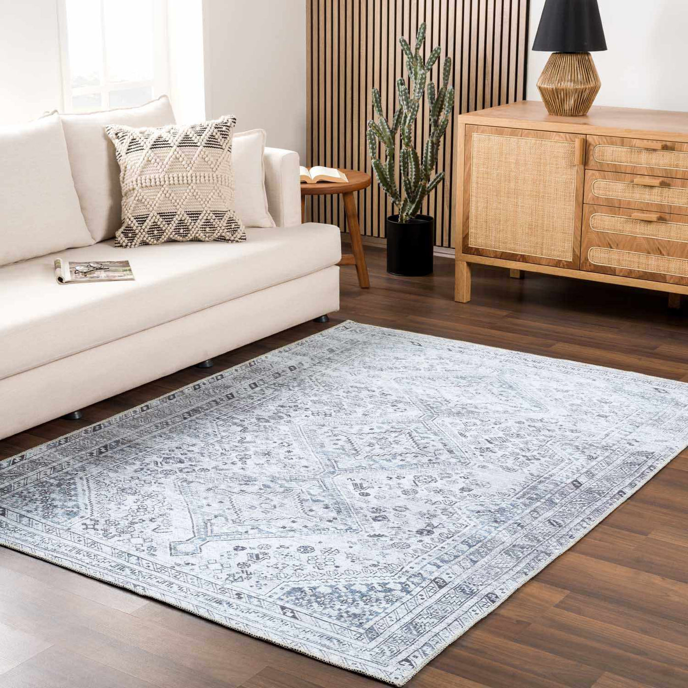 Barny Gray Denim Washable Rug - Clearance by Boutique Rugs