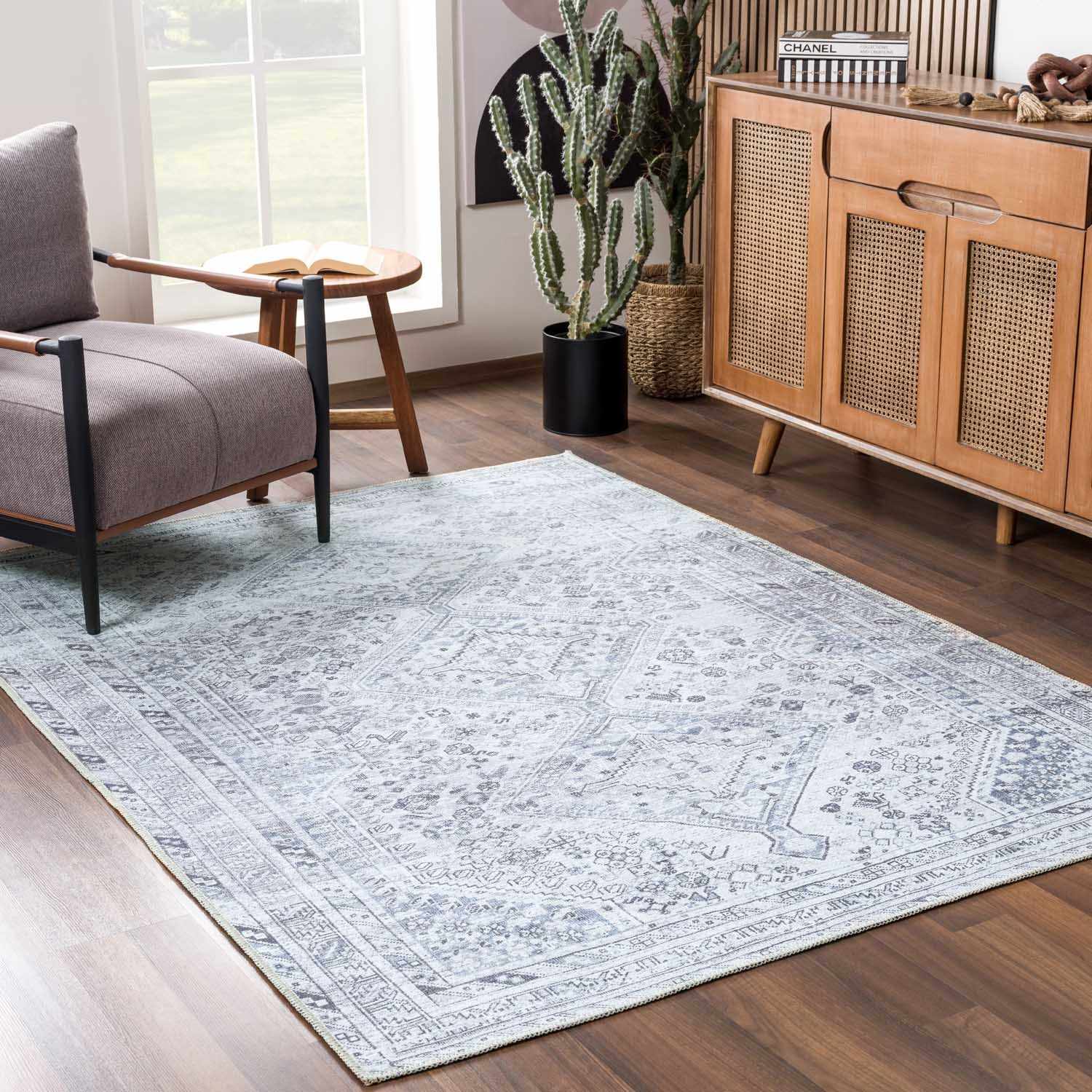 Barny Gray Denim Washable Rug - Clearance by Boutique Rugs