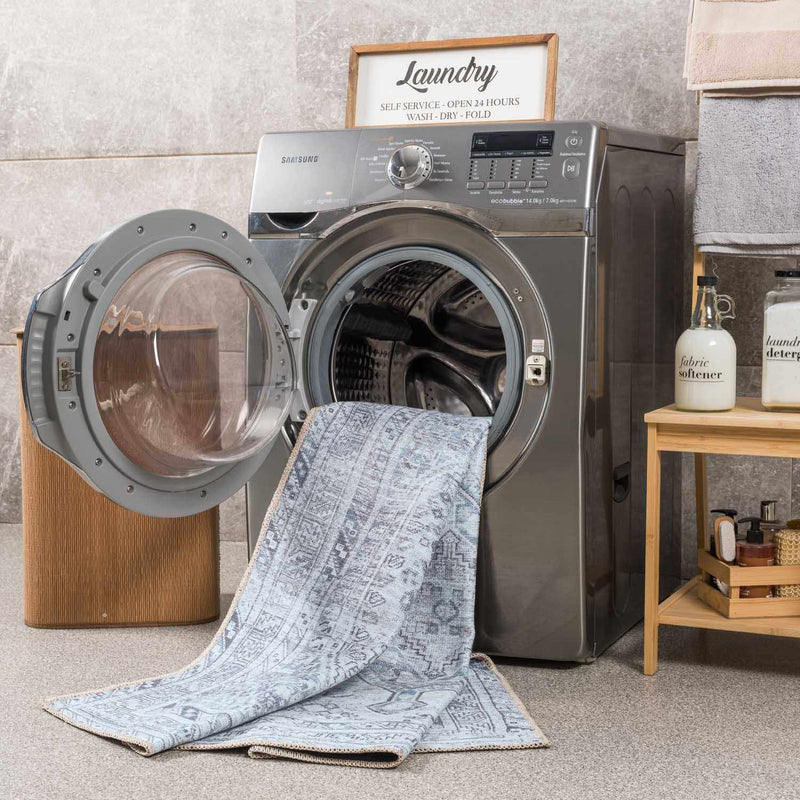 Barny Gray Denim Washable Rug - Clearance by Boutique Rugs