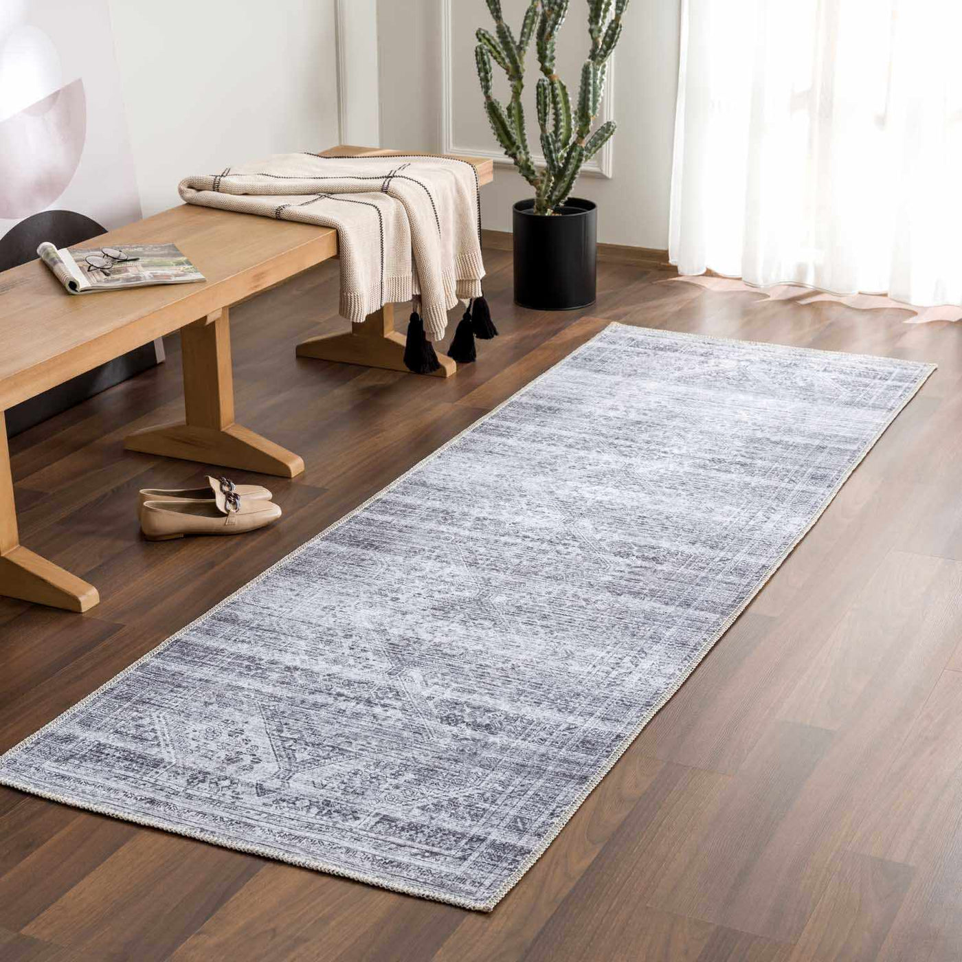 Barny Gray Blue Washable Rug - Clearance by Boutique Rugs