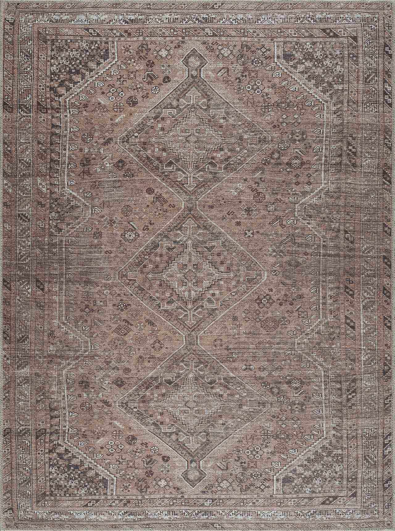 Barny Brown Flat Pile Washable Rug - Clearance by Boutique Rugs