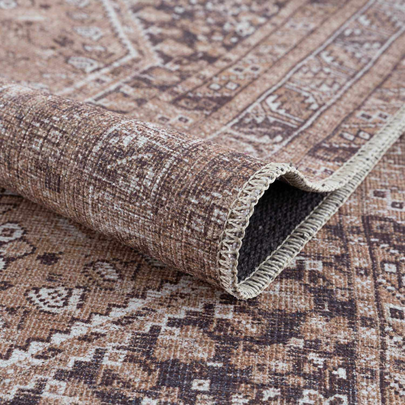Barny Brown Flat Pile Washable Rug - Clearance by Boutique Rugs