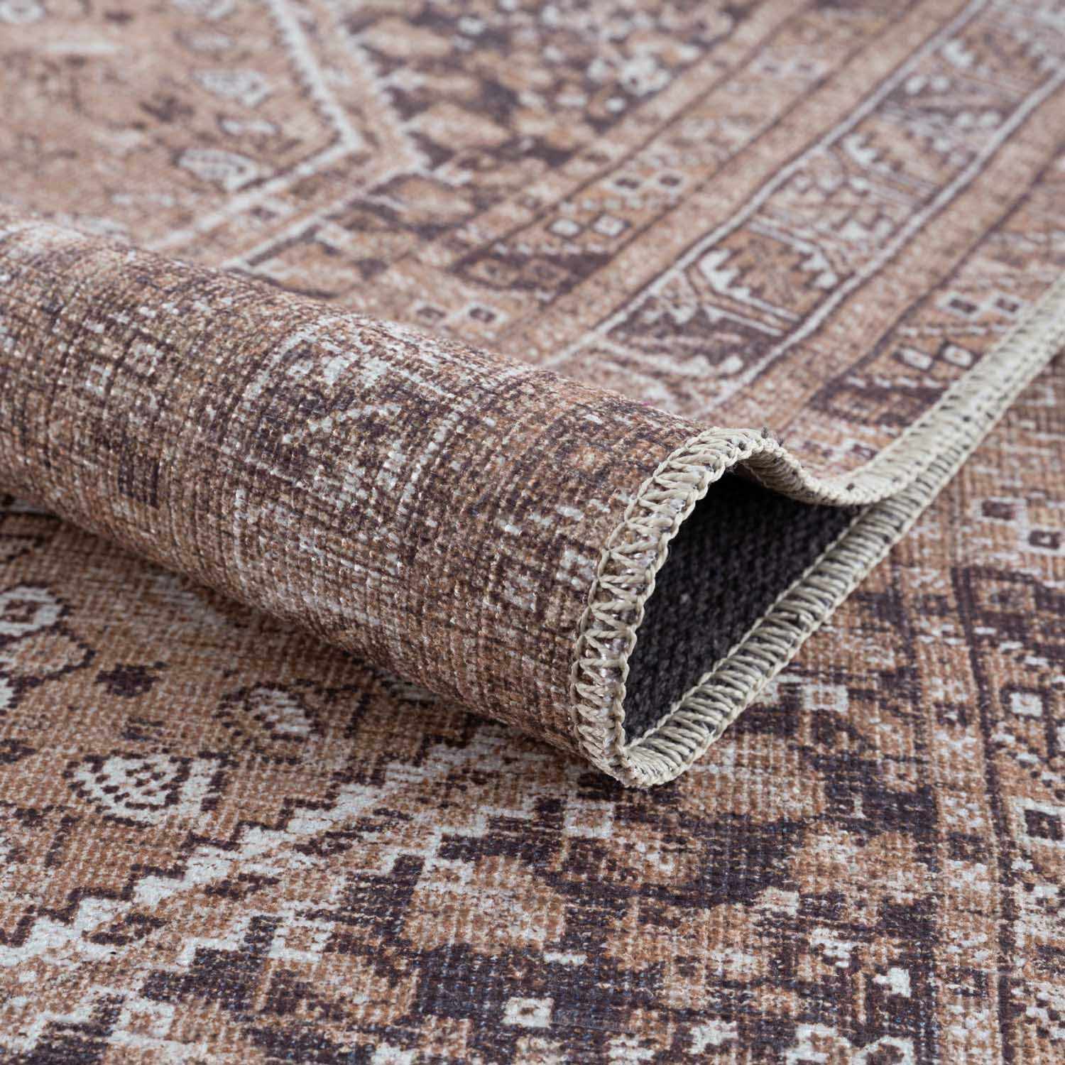 Barny Brown Flat Pile Washable Rug - Clearance by Boutique Rugs