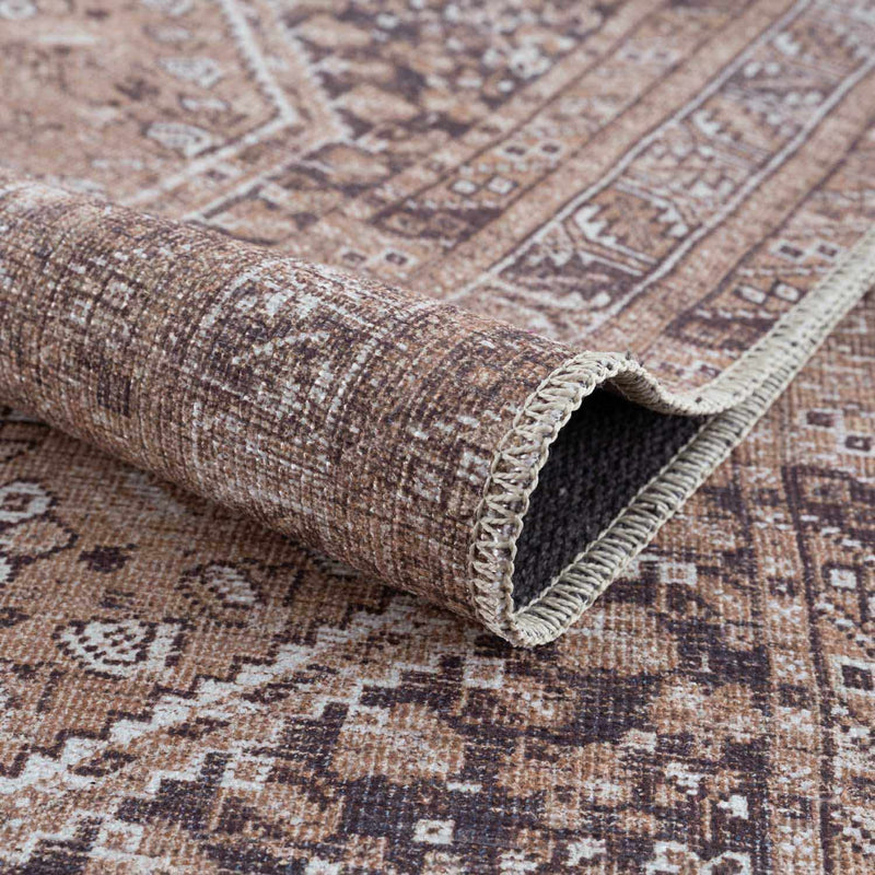 Barny Brown Flat Pile Washable Rug - Clearance by Boutique Rugs