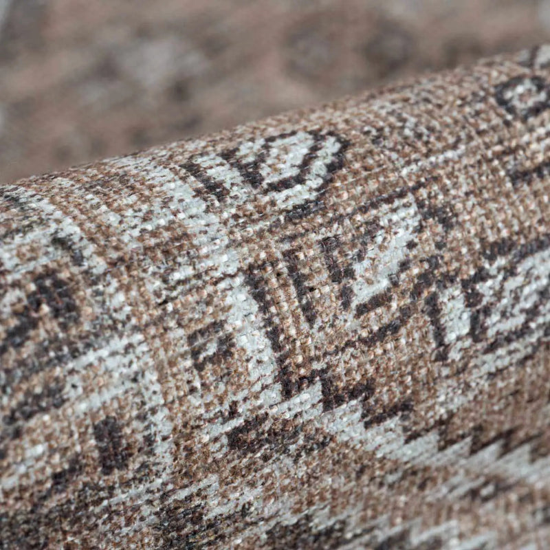 Barny Brown Flat Pile Washable Rug - Clearance by Boutique Rugs