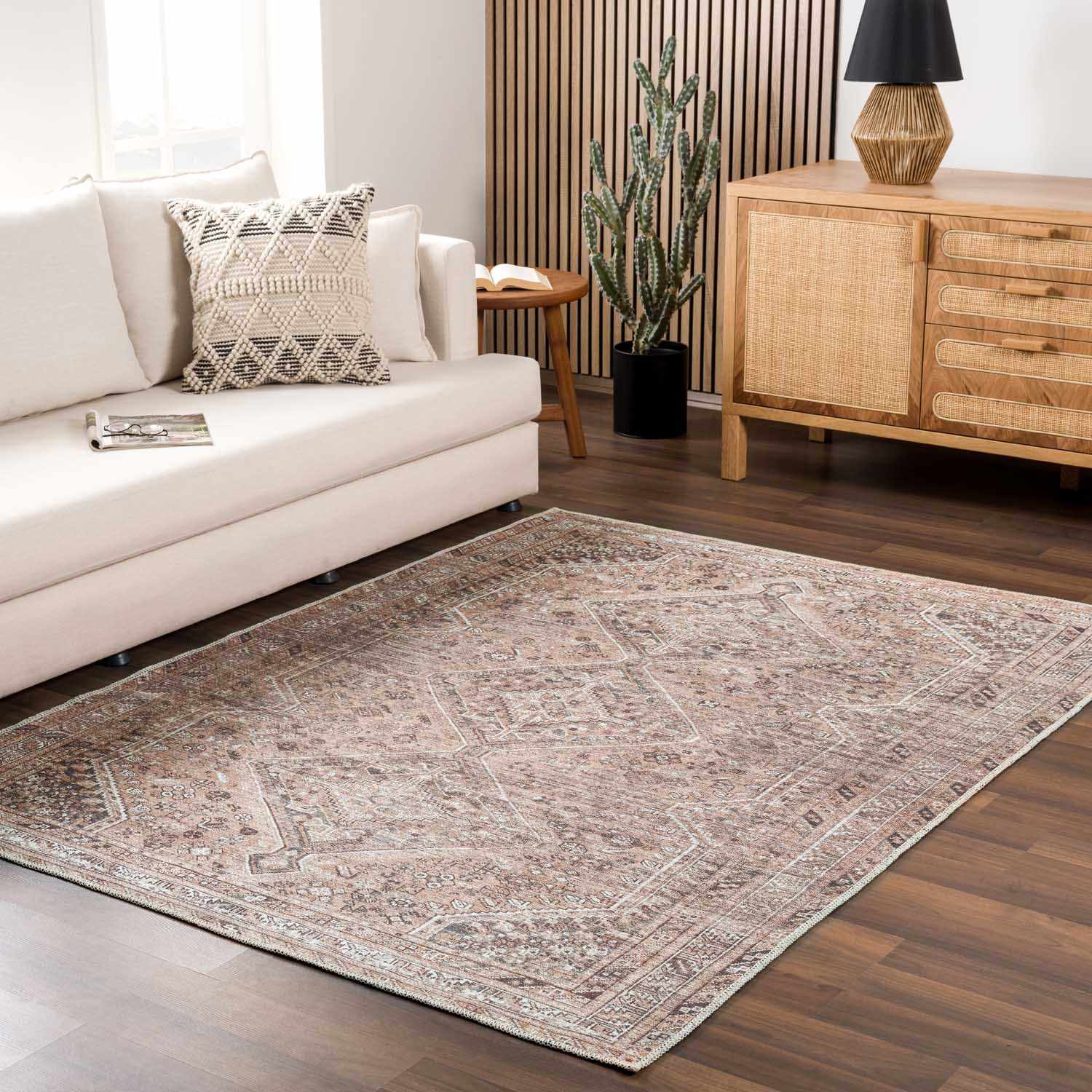 Barny Brown Flat Pile Washable Rug - Clearance by Boutique Rugs