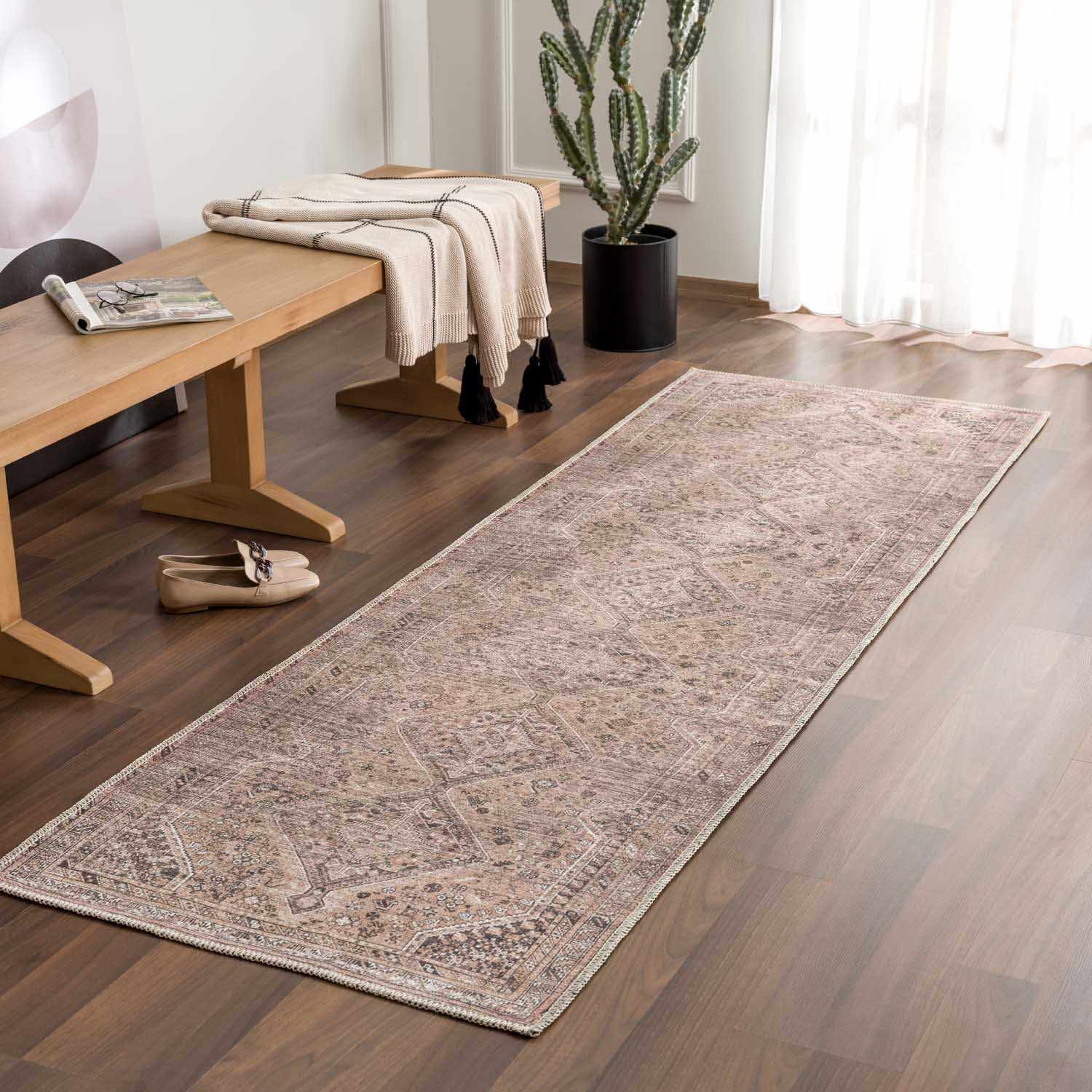 Barny Brown Flat Pile Washable Rug - Clearance by Boutique Rugs