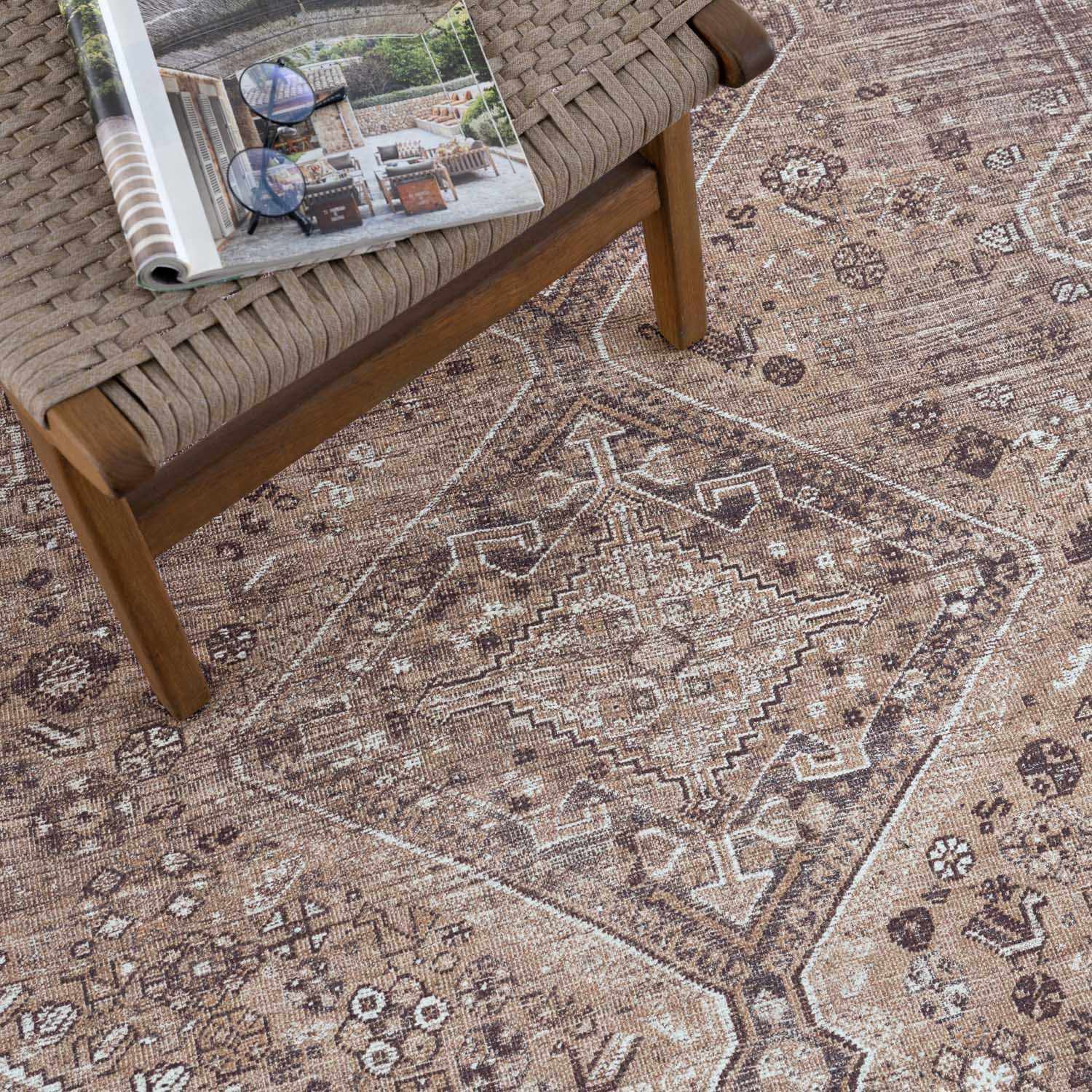 Barny Brown Flat Pile Washable Rug - Clearance by Boutique Rugs