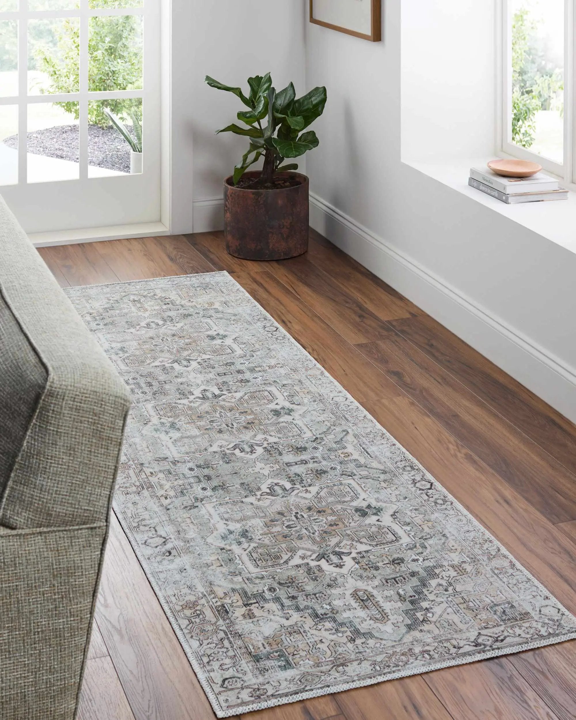 Beige Rosman Washable Area Rug - Clearance by Boutique Rugs