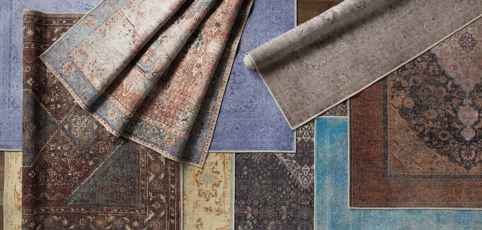 Kittrell Vintage Flat Pile Washable Rug - Clearance by Boutique Rugs