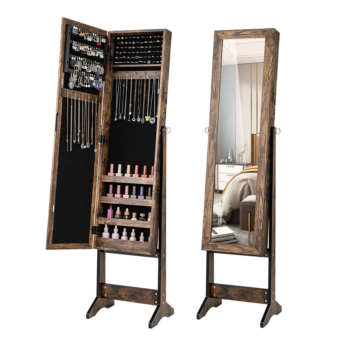 Mirrored Standing Jewelry Cabinet Storage Box by DirectDeals