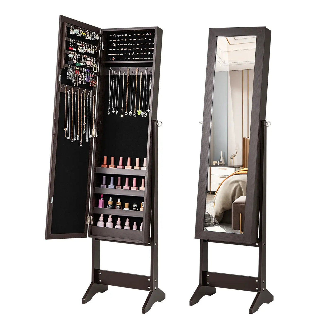 Mirrored Standing Jewelry Cabinet Storage Box by DirectDeals