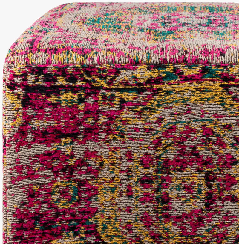 Gretna Magenta Ottoman Pouf by Boutique Rugs