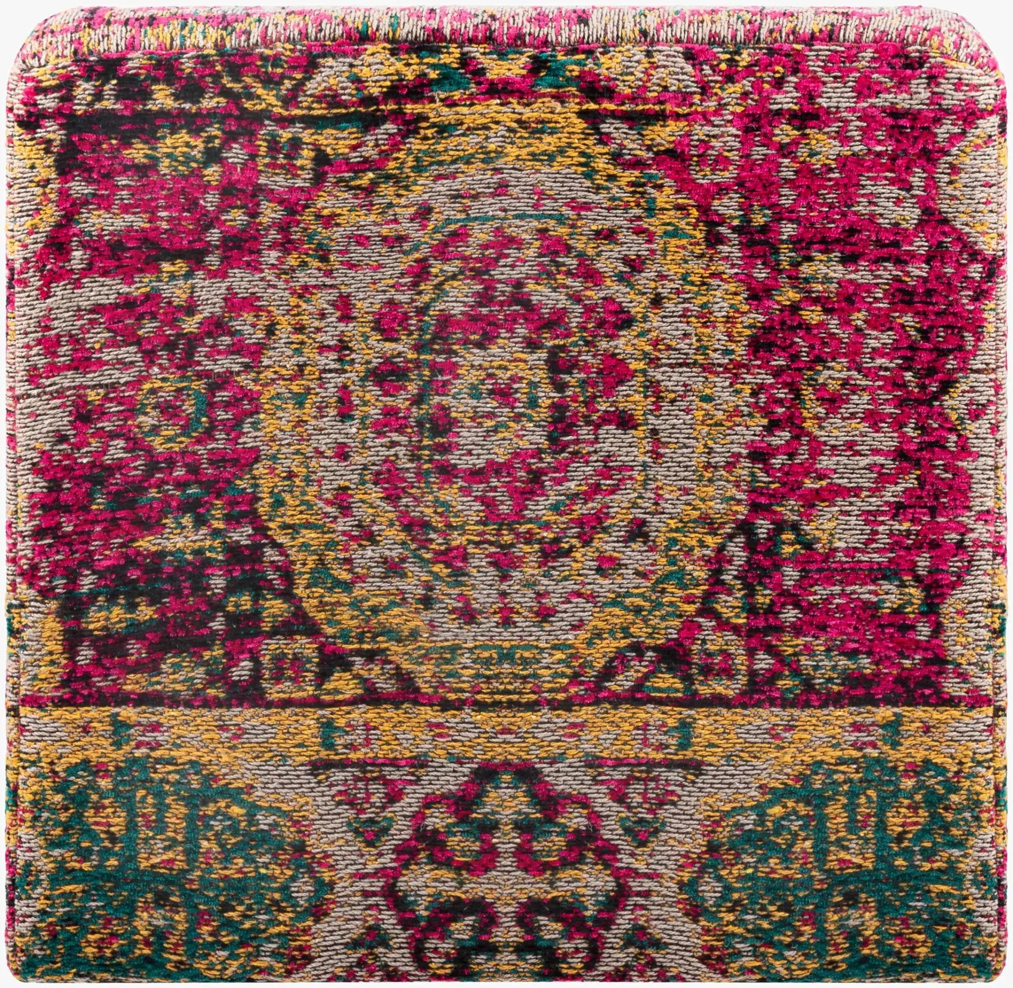Gretna Magenta Ottoman Pouf by Boutique Rugs