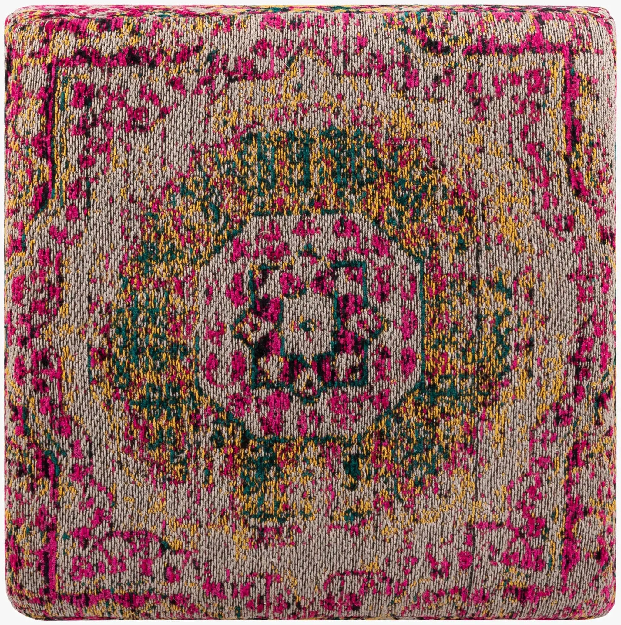 Gretna Magenta Ottoman Pouf by Boutique Rugs