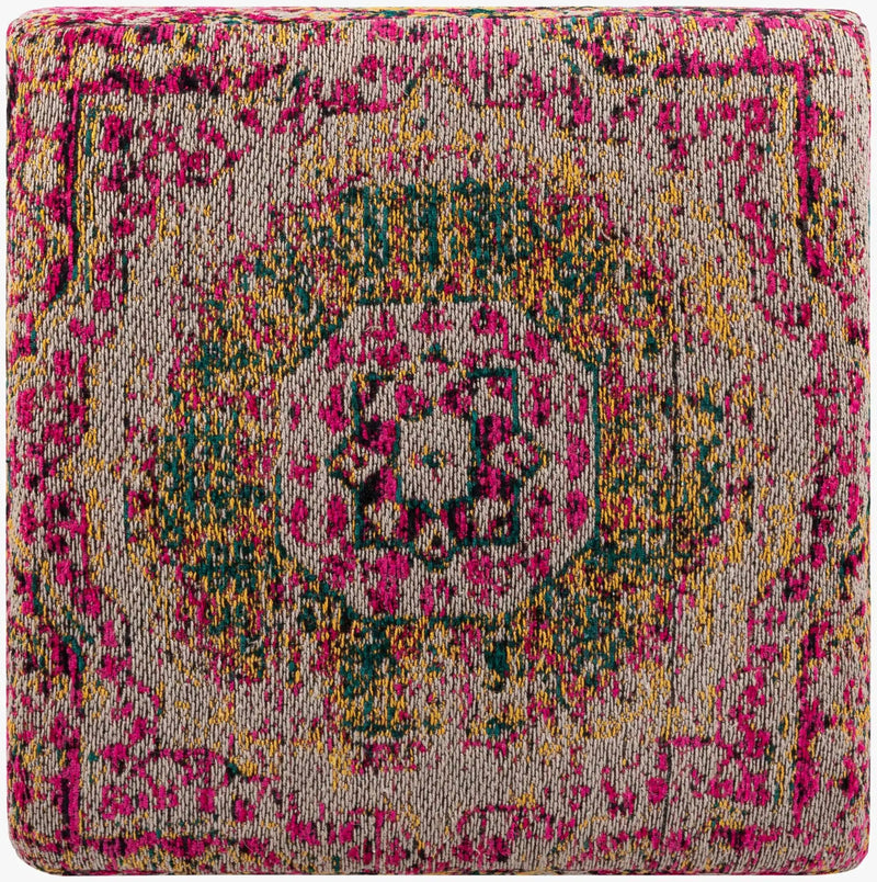 Gretna Magenta Ottoman Pouf by Boutique Rugs