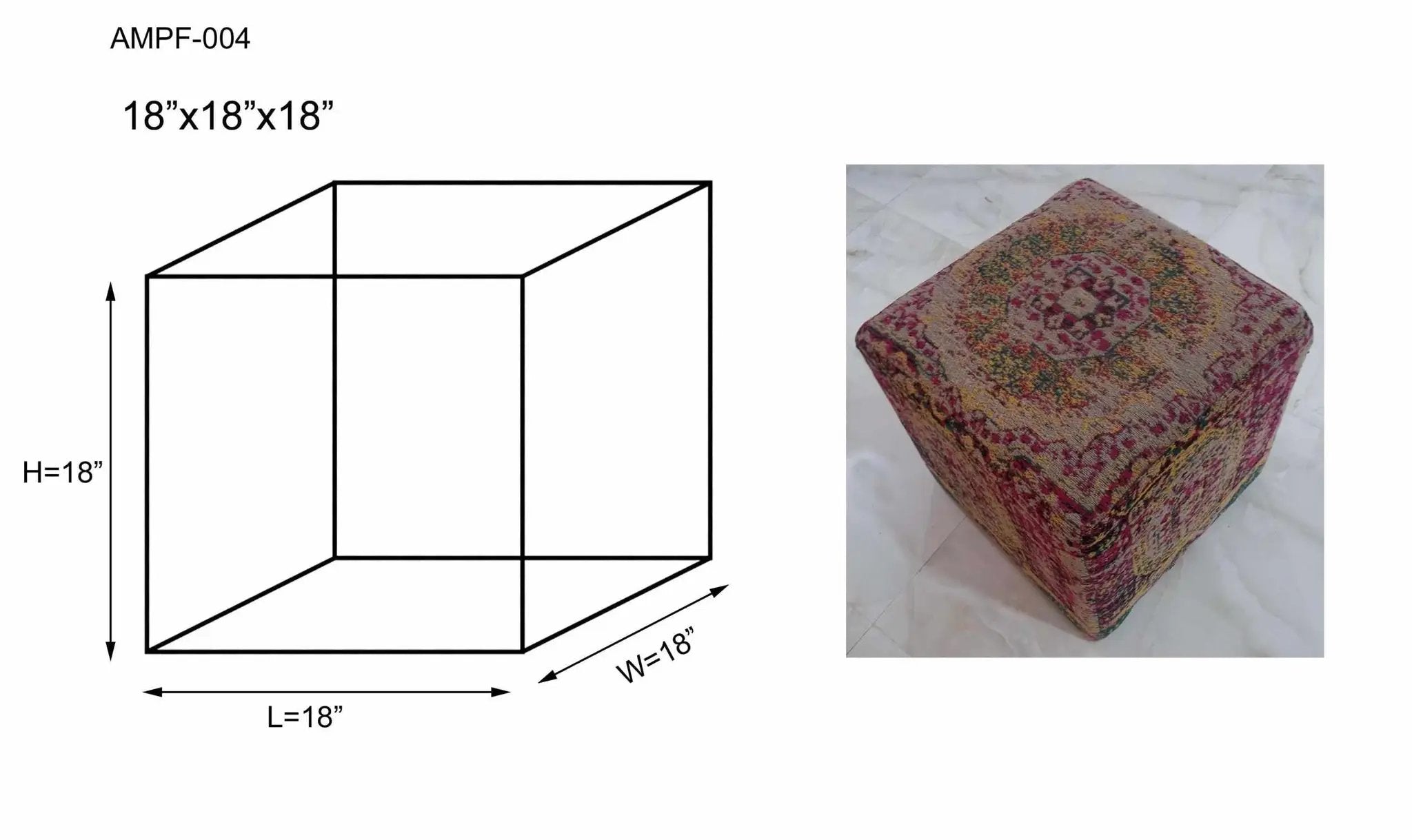 Gretna Magenta Ottoman Pouf by Boutique Rugs
