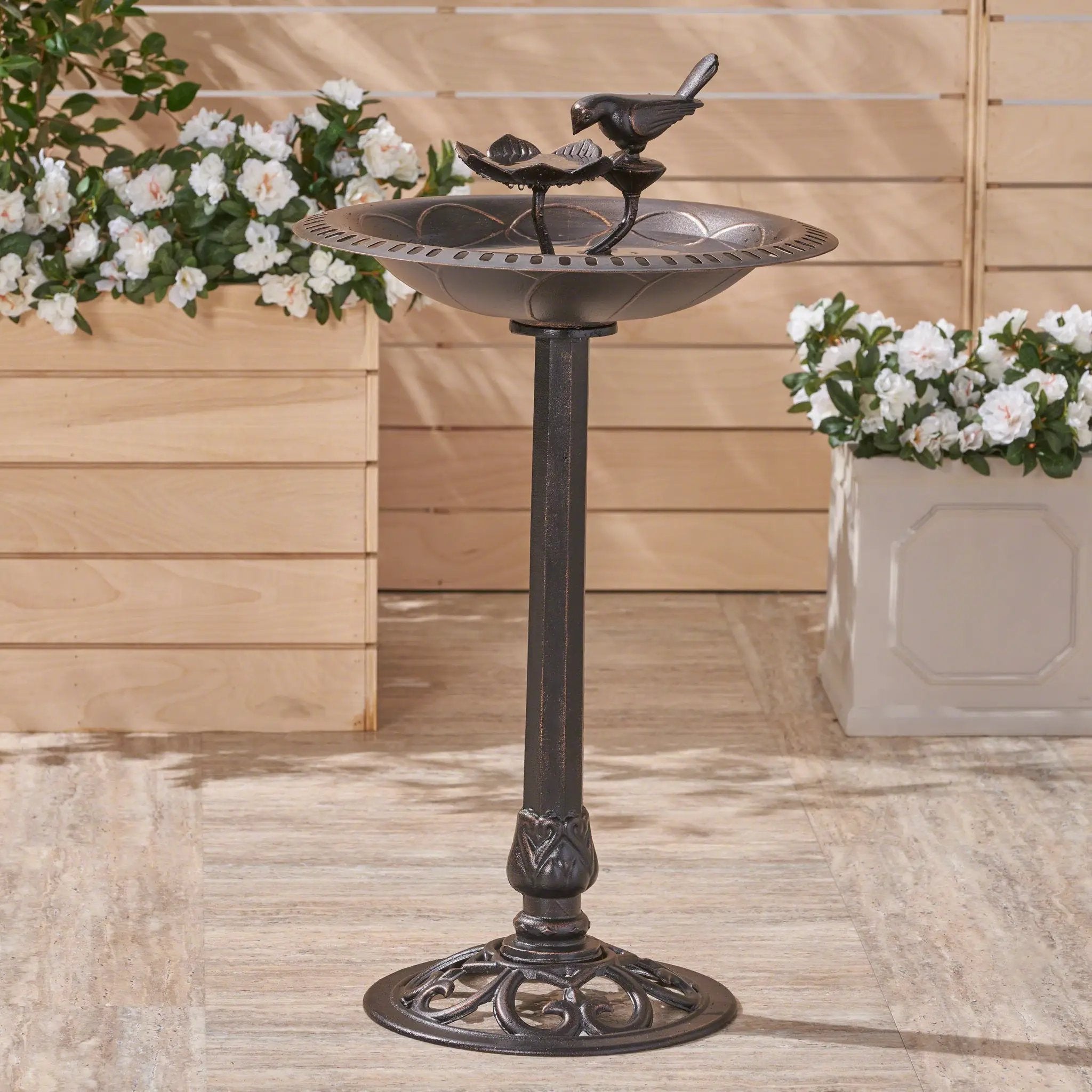 Outdoor Aluminum and Iron Bird Bath by HouseOfZazla