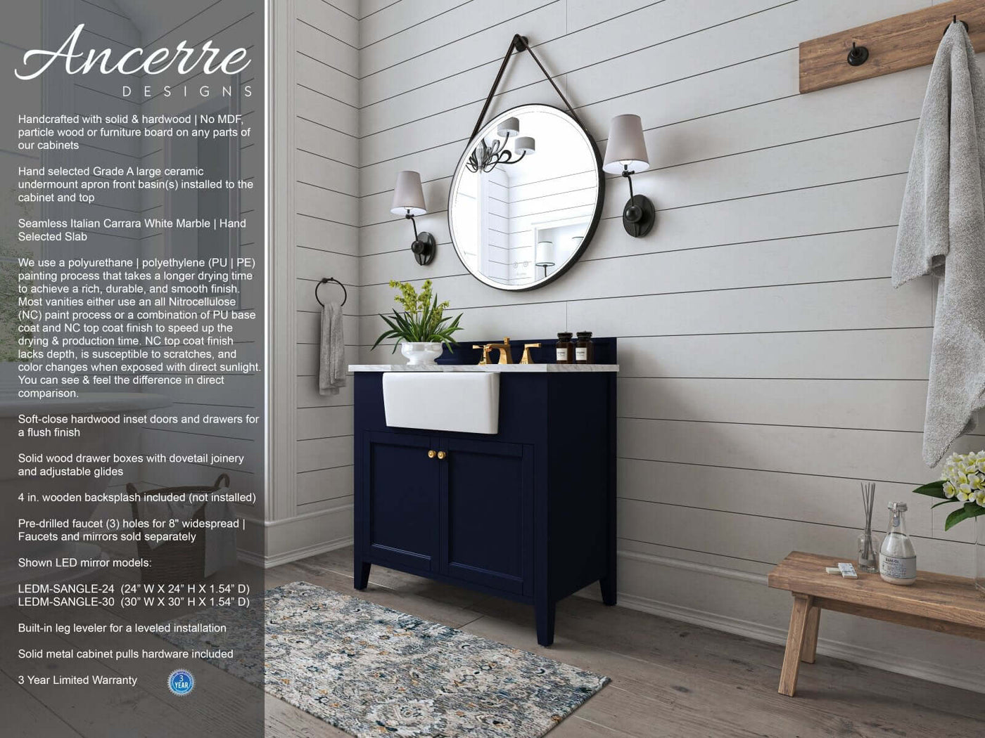 Adeline 36" Bath Vanity Set by Ancerre Designs