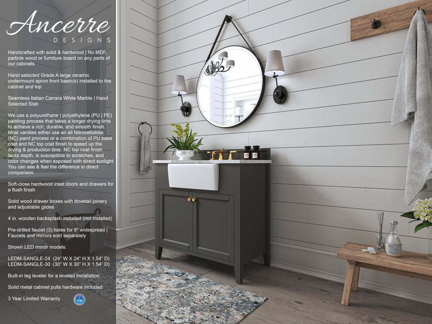 Adeline 36" Bath Vanity Set by Ancerre Designs